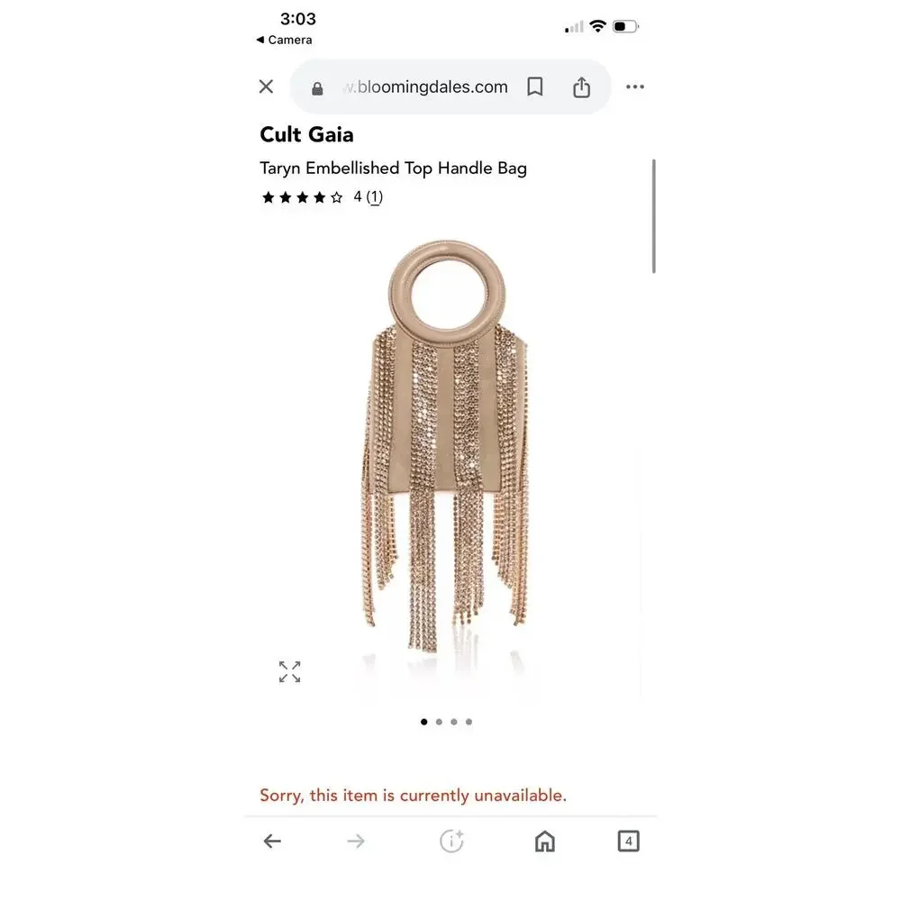 cult gaia Nude Crystal Fringe Wristlet with Circular Handles - Picture 5 of 16